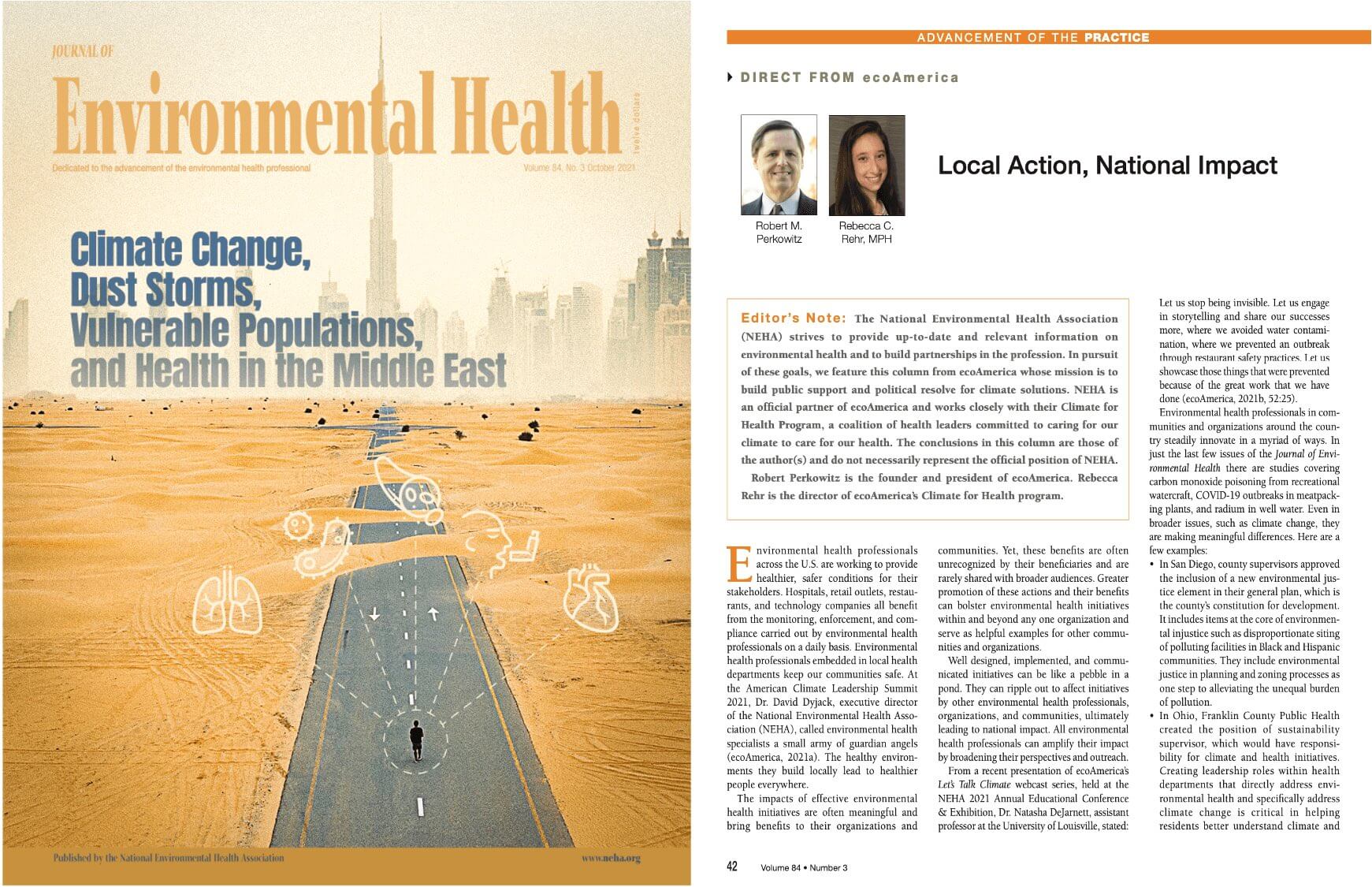 New piece in the Journal of Environmental Health, “Local Action, National Impact”